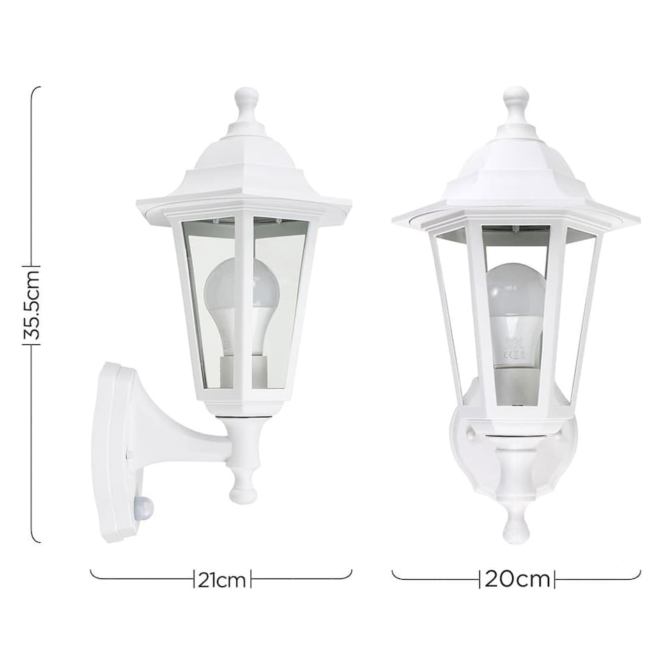 image 1 of ValueLights White Outdoor Garden Wired Security Lantern Wall Light