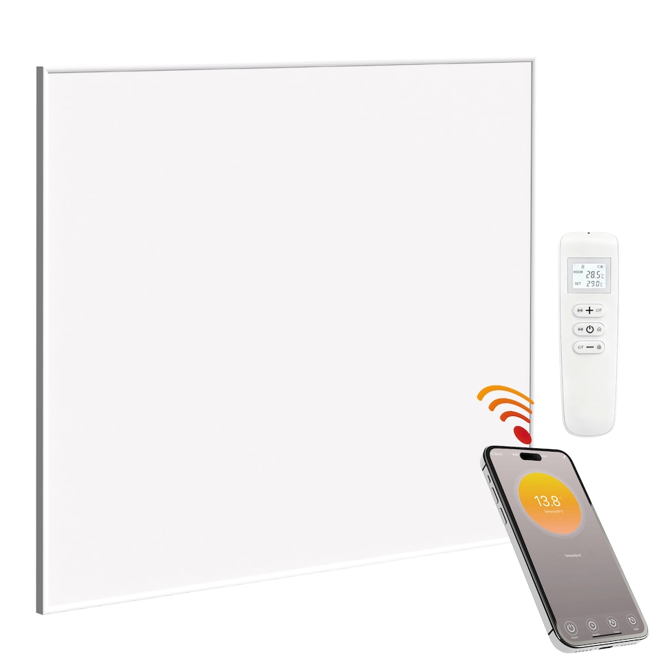 image 1 of HOMCOM Wifi Enabled Smart Electric Heater, 170W Far Infrared Panel Heater, Low Energy, Voice Control, Adjustable Thermostat, Weekly and 12H Timer, Wall Mounted Radiator, Overheat Protection, White | White