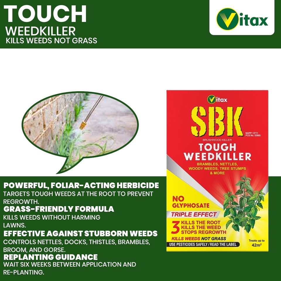 image 1 of Vitax SBK Brushwood Killer 125ml Tough Weedkiller for Brambles Nettles Tree Stumps & Woody Weeds Fast-Acting