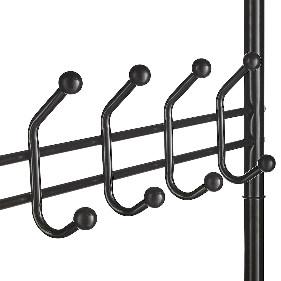 image 1 of House of Home Metal Hat Coat Stand Clothes Plus Shoes Rack Umbrella Steel Stand Hanger Hooks Black | Black