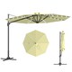 image 1 of Outsunny 3(m) Cantilever Parasol Patio Sun Umbrella w/ Base Solar Lights Beige