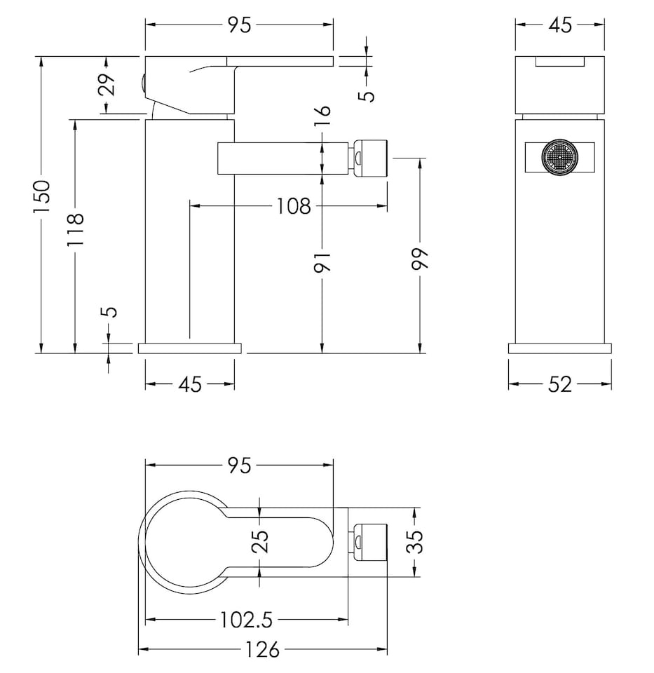 image 1 of Pride Contemporary Round Mono Bidet Mixer Tap & Pop Up Waste - Chrome
