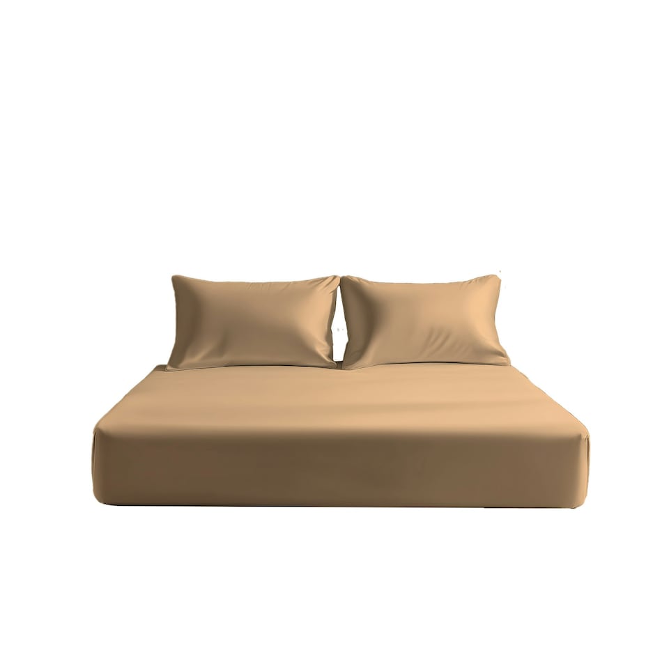 image 1 of Microfibre Soft Touch Fitted Sheet 40cm Extra Deep Skirt Plain Dyed Bed Linen Brown | Brown | Latte | Double