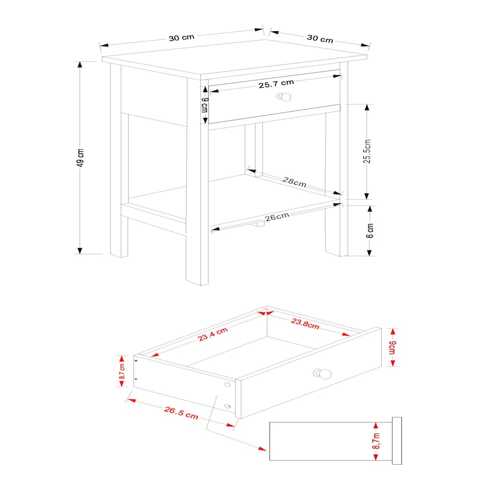 image 1 of Options 1 Drawer Petite Bedside Cabinet - Shaker-Style Nightstand for Bedrooms | Blue | Blue | 1