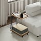 image 8 of HOMCOM C Shaped Side Table with Storage & Wheels for Living Room, Brown Brown