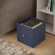 image 4 of Asymmetrical 8 Cube Bookcase Unit w/ 6 Drawer Inserts | White | White & Navy Blue | 8