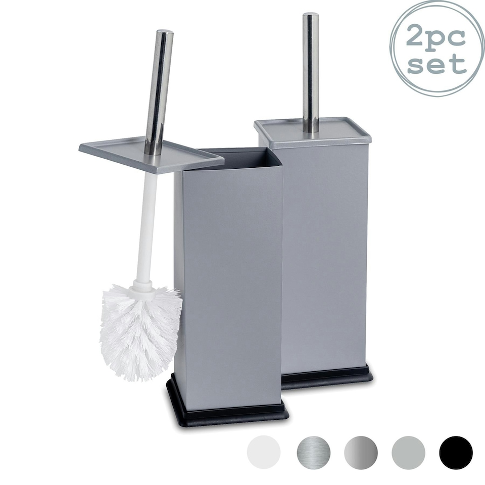 image 1 of Harbour Housewares Square Toilet Brushes - Matt Grey - Pack of 2 Grey
