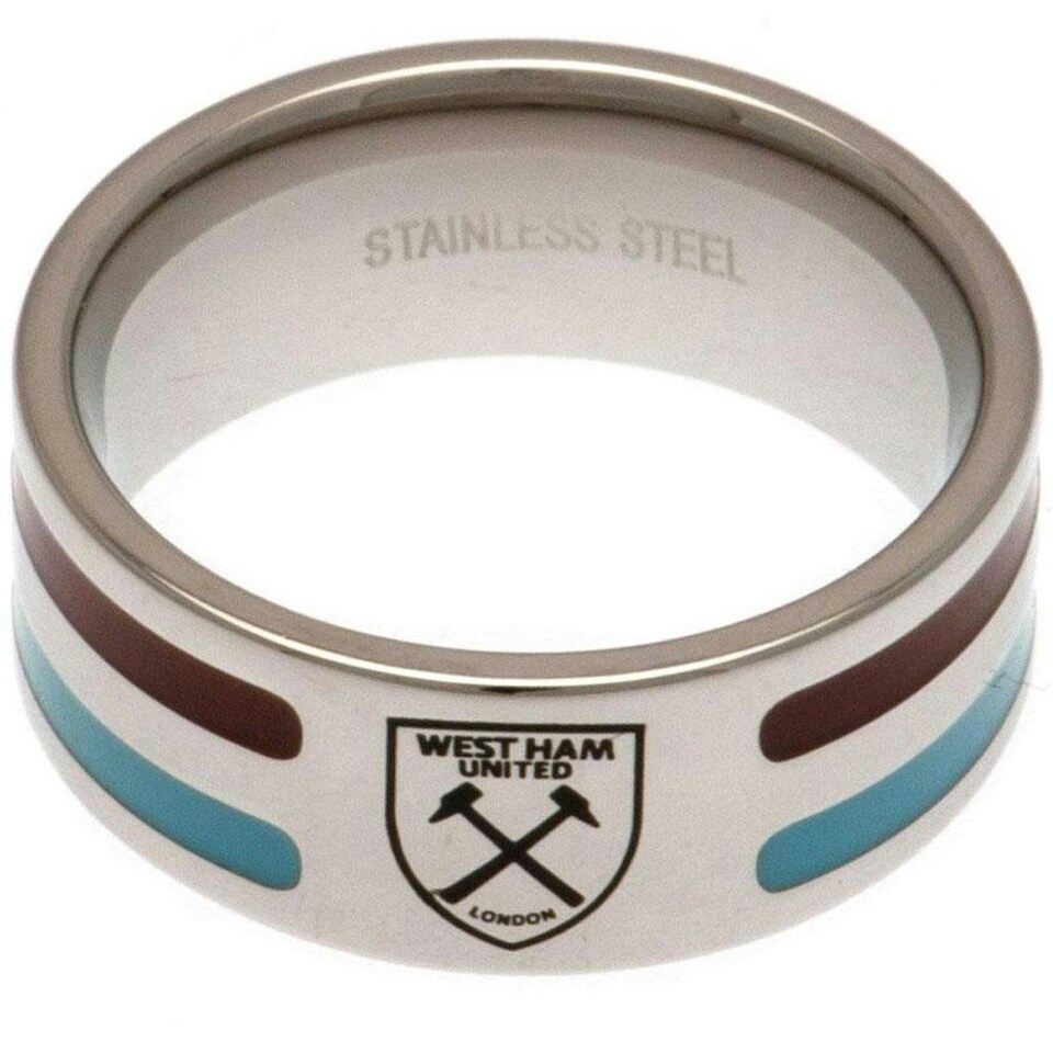 West Ham United FC Colour Stripe Ring - Silver/Claret/Blue - Large