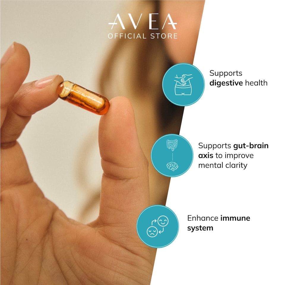 image 1 of AVEA Biomind Probiotic & Brain Health Supplement (30 Capsules) - 30 Billion CFU Probiotic Supplement With Vitamin B12, Panax Ginseng & Vitamin B6 - Targets Brain Fog & Gut Health - Vegan Friendly