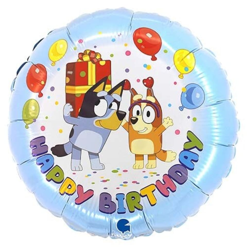 image 1 of Bluey Happy Birthday Round Foil Helium Balloon 46cm / 18 in