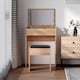 image 8 of HOMCOM Dressing Table with Mirror and Stool, Vanity Makeup Table with Flip Up Mirror, Vanity Desk with Storage Unit and Padded Seat, Wood