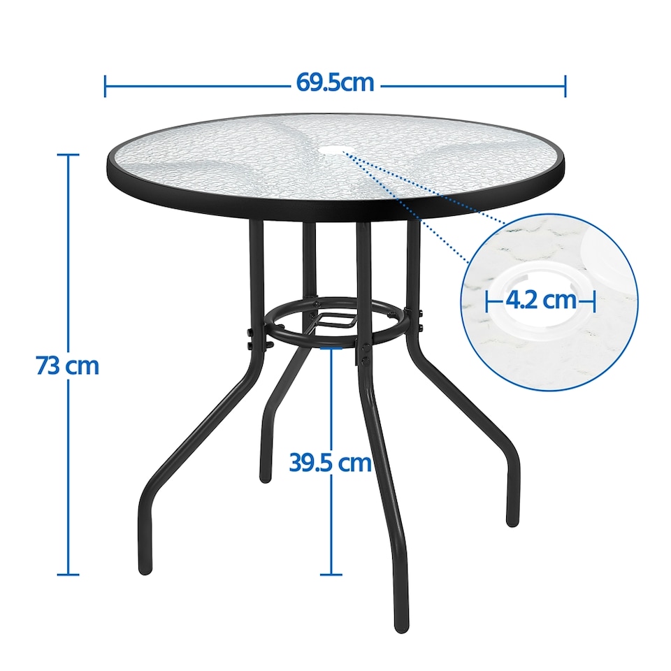 image 1 of Yaheetech 69.5 cm Outdoor Coffee Table-Black | Black | Black | 69.5 cm Dia. x 73 cm H | 1