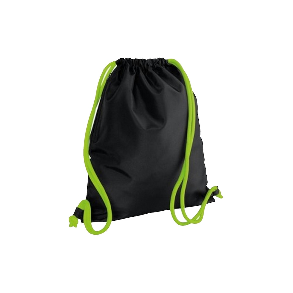 Bagbase Icon Drawstring Bag/Gymsac - Black/Lime Green - One Size Black | One Size
