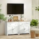 image 8 of HOMCOM Sideboard Storage Cabinet with Adjustable Shelf, Drawer, White White | Oak top, Black handles