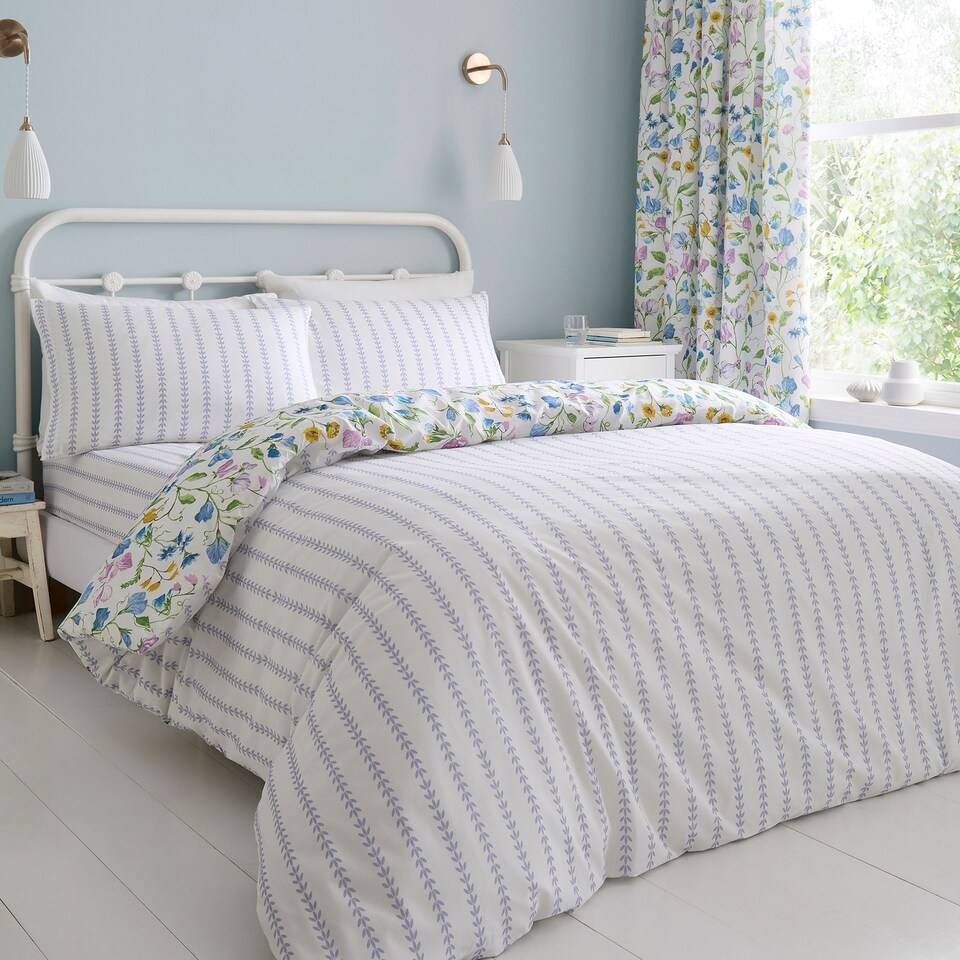 image 1 of D & D Sweetpea Floral Duvet Cover Set Lilac