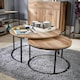 image 2 of Round Nest of 2 Coffee Tables Stackable Side Tables Unit Oak Effect Finish