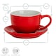 image 3 of Argon Tableware 12pc Coloured Cappuccino Cup & Saucer Set - 250ml - Red/Black - Coffee Cup Latte Cup Drinking Cup