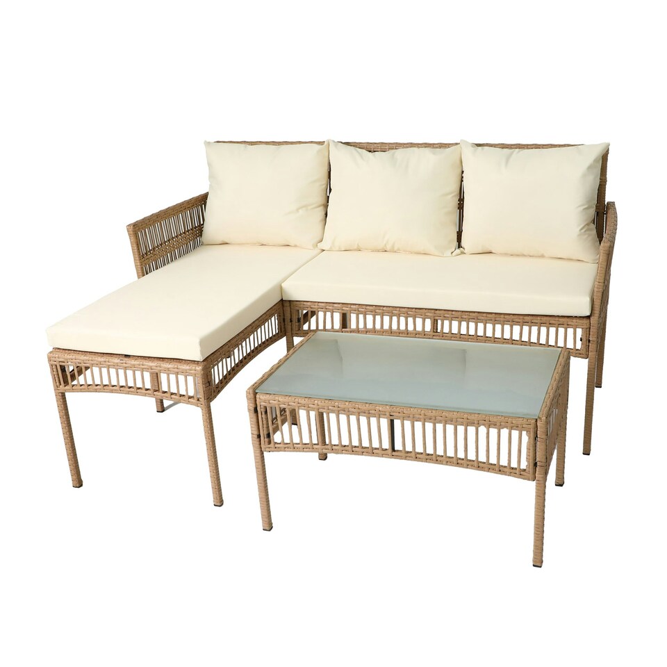image 1 of Neo 3 Piece Rattan Wicker Rope Corner Outdoor Furniture Set