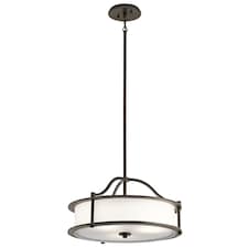 Emory 3 Light Semi Flush Round Ceiling Pendant Light Pewter, E27