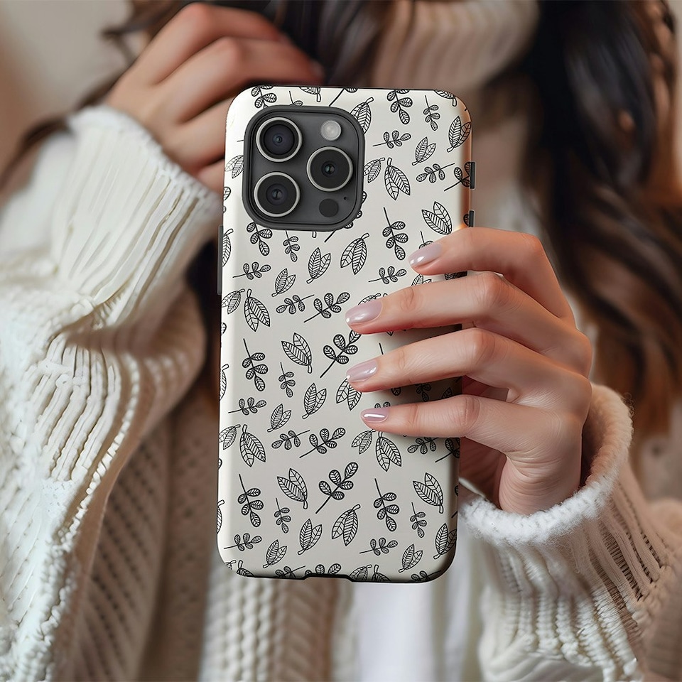 image 1 of Mono Leaves Phone Case | Black | iPhone 16e
Tough | iPhone 16e
Tough