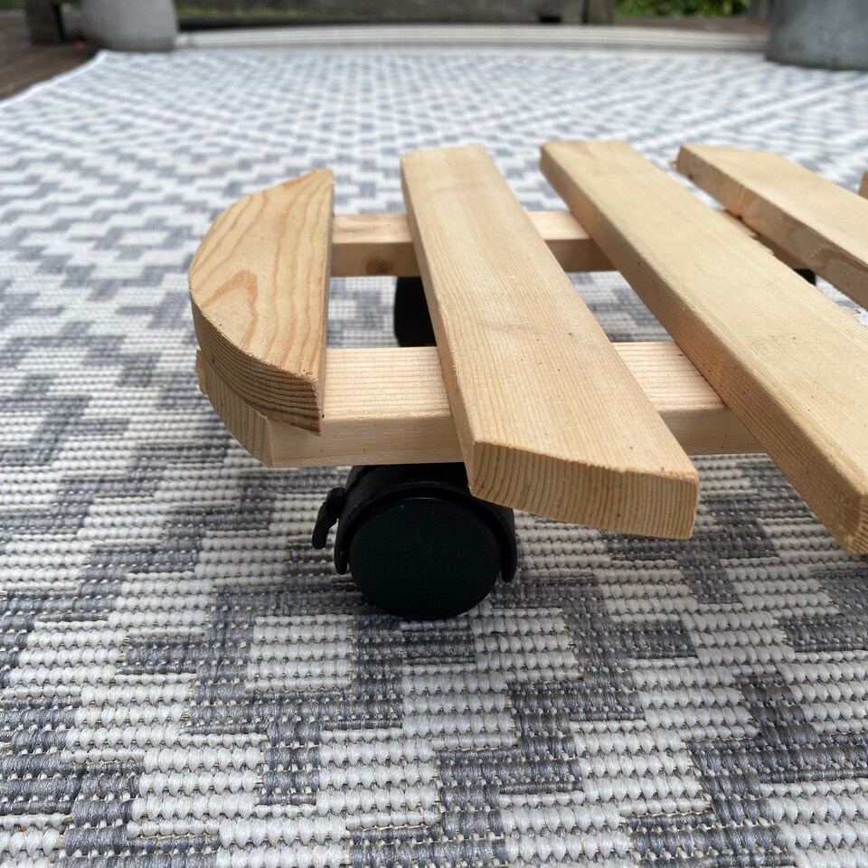 image 1 of Round Wooden Plant Pot Trolley Caddy Movers (30cm) - Pack of 2
