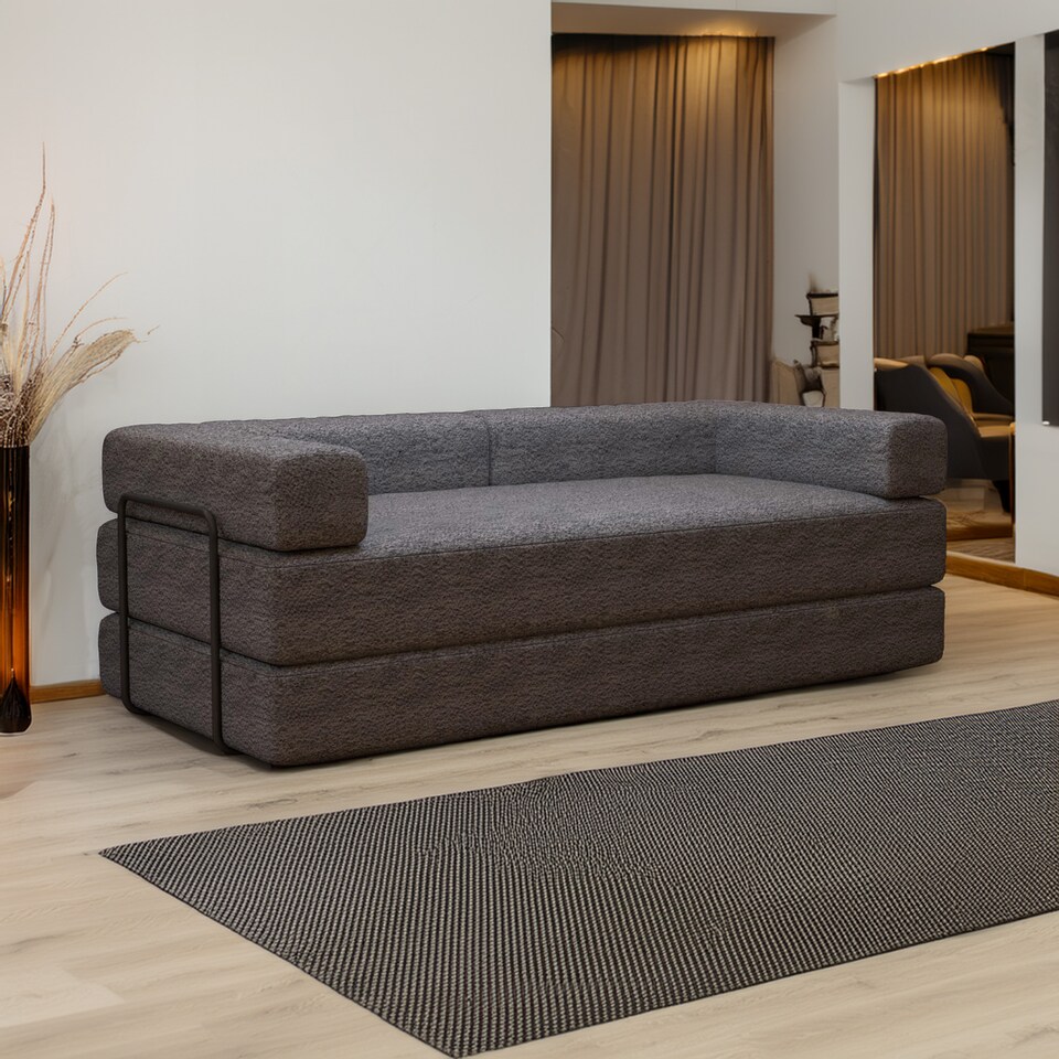image 1 of Modern 3 Seater Sofa Bed Convertible Sofa to Bed Sherpa Fabric No Assembly Modern Living Room Furniture