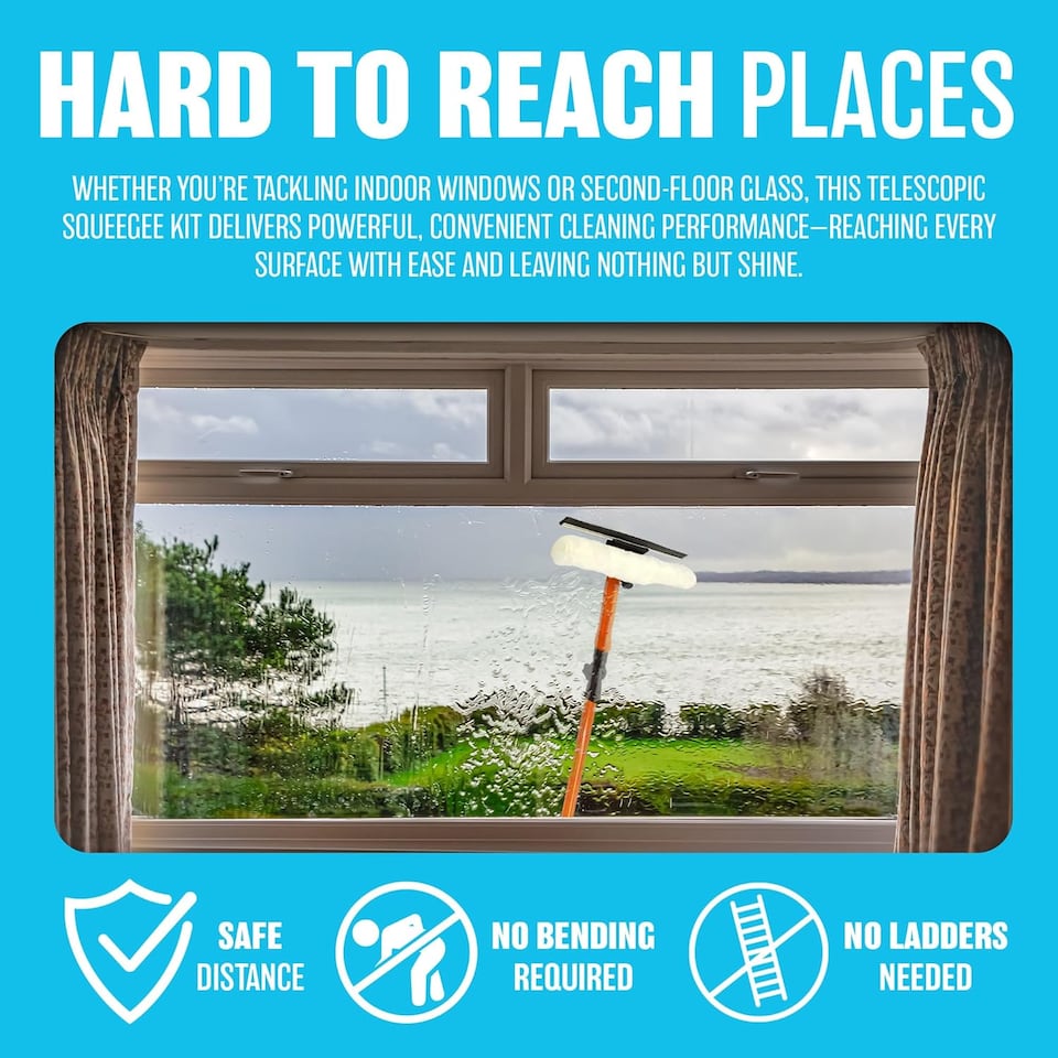 image 1 of 3.5m Telescopic Extending Window Cleaner Kit Glass Clean Multi Use