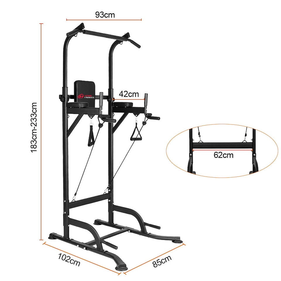 image 1 of Homefitnesscode Power Tower A1 Pull Up Dip Station With Resistance Bands