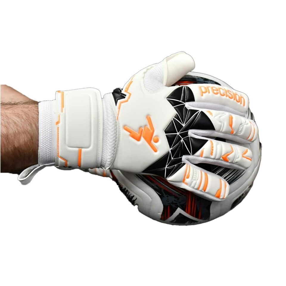 image 1 of Precision Childrens/Kids Fusion X Negative Replica Goalkeeper Gloves - White/Fluorescent Orange/Black - 5
