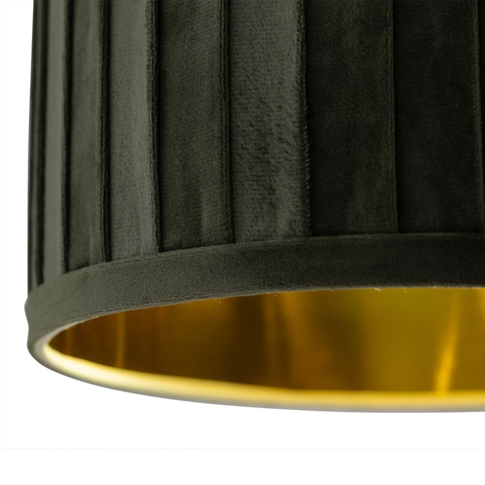 image 1 of Sundance - Dark Green Velvet Pleated 30cm Lamp Shade with Gold Inner | Green | Gold | Large | 1