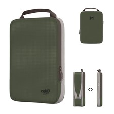 CabinZero Ultralight Compression Packing Cube (Medium), Lightweight Space-Saving Travel Organizer | Green | GEORGIAN KHAKI | Medium | 1