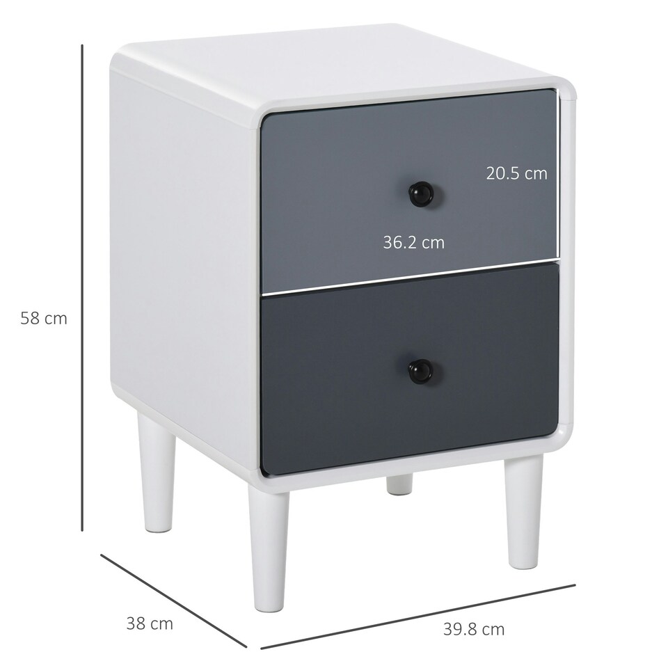 image 1 of HOMCOM Nordic Side Cabinet Nightstand Organizer with Drawer Bedroom, Living Room
