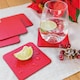 image 5 of Lara-May Set of 8 London Red Recycled Leather Placemats & 8 Leather Coasters