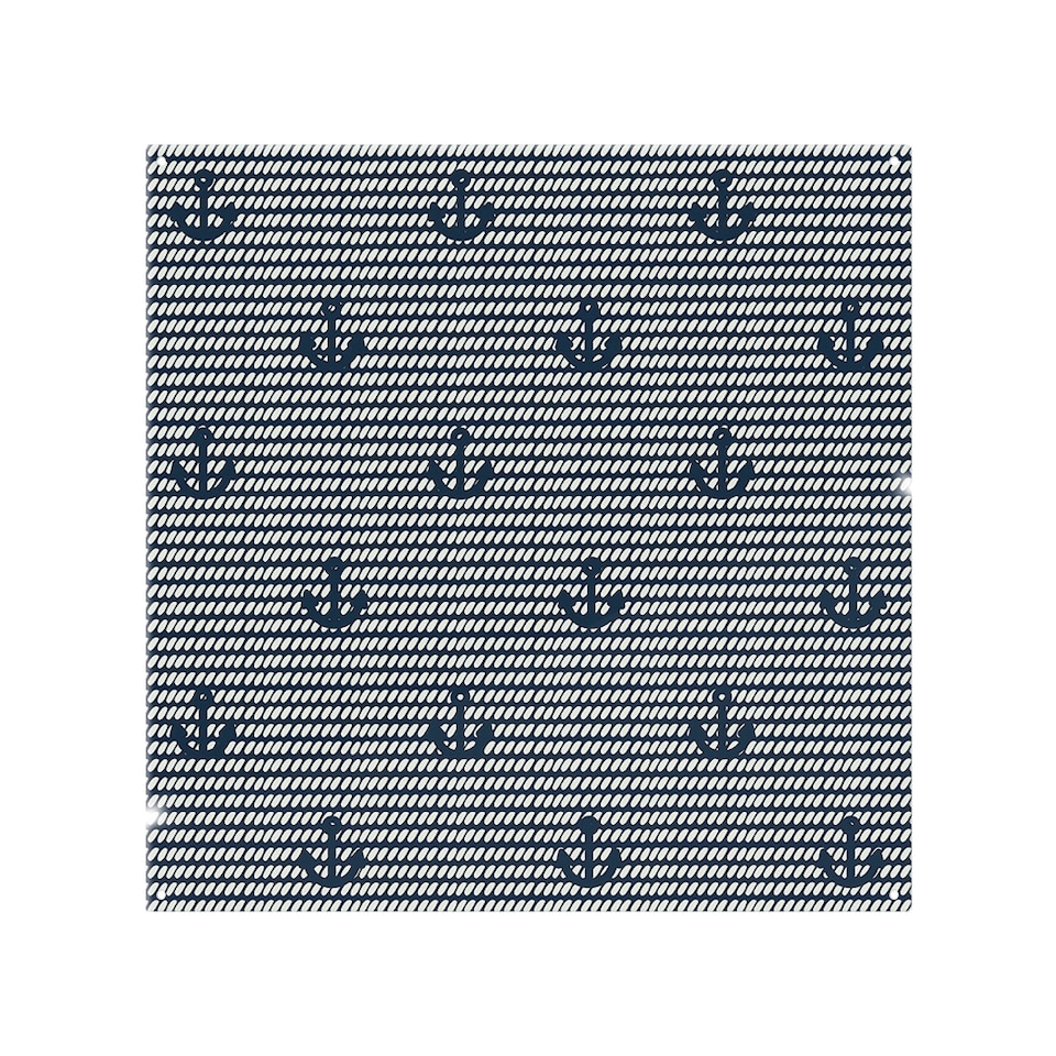 image 1 of Anchors On Rope Pattern Splash Back | White