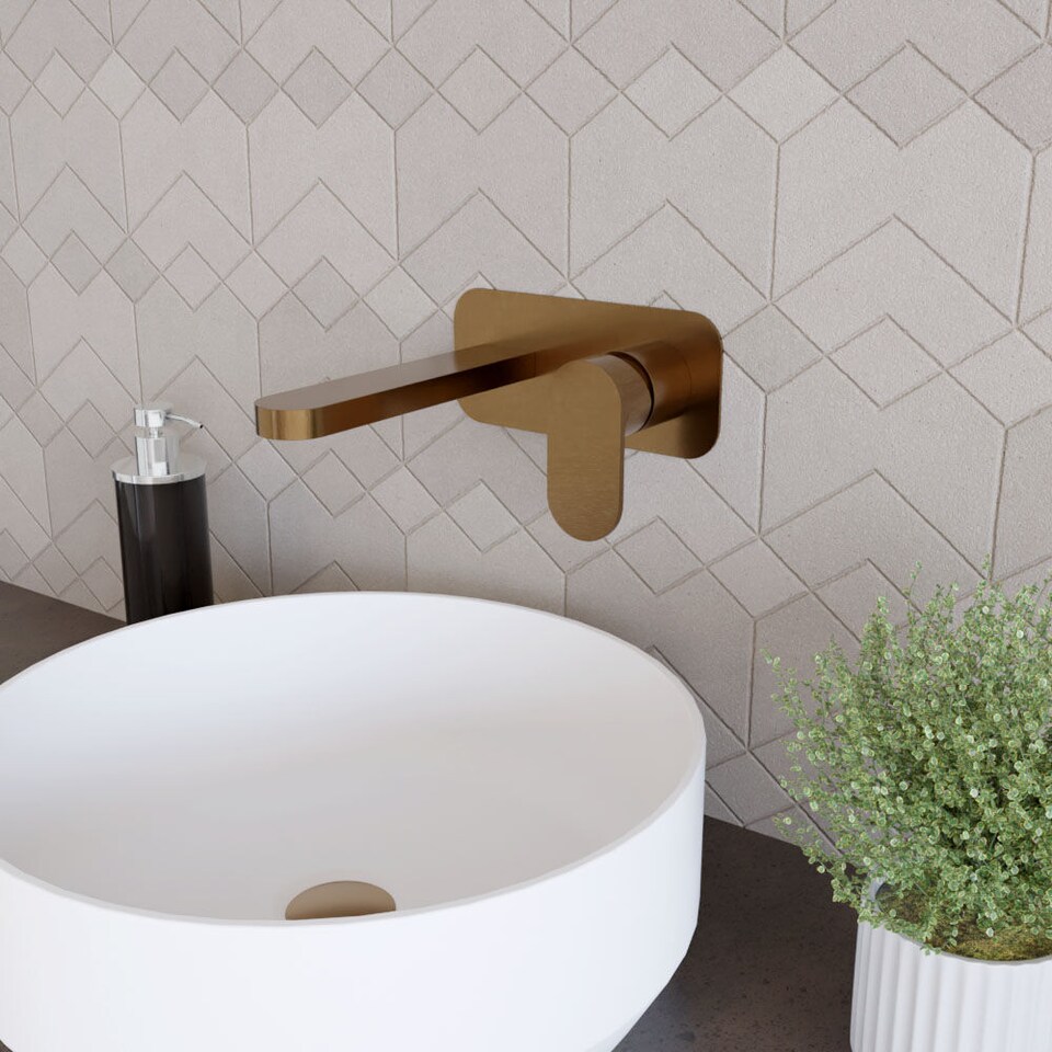 image 1 of Current Round Wall Mount 2 Tap Hole Basin Mixer Tap - Brushed Bronze | Brown | Brushed Bronze | 1