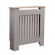 image 1 of Small Grey Wooden Slatted Grill Radiator Cover MDF Cabinet