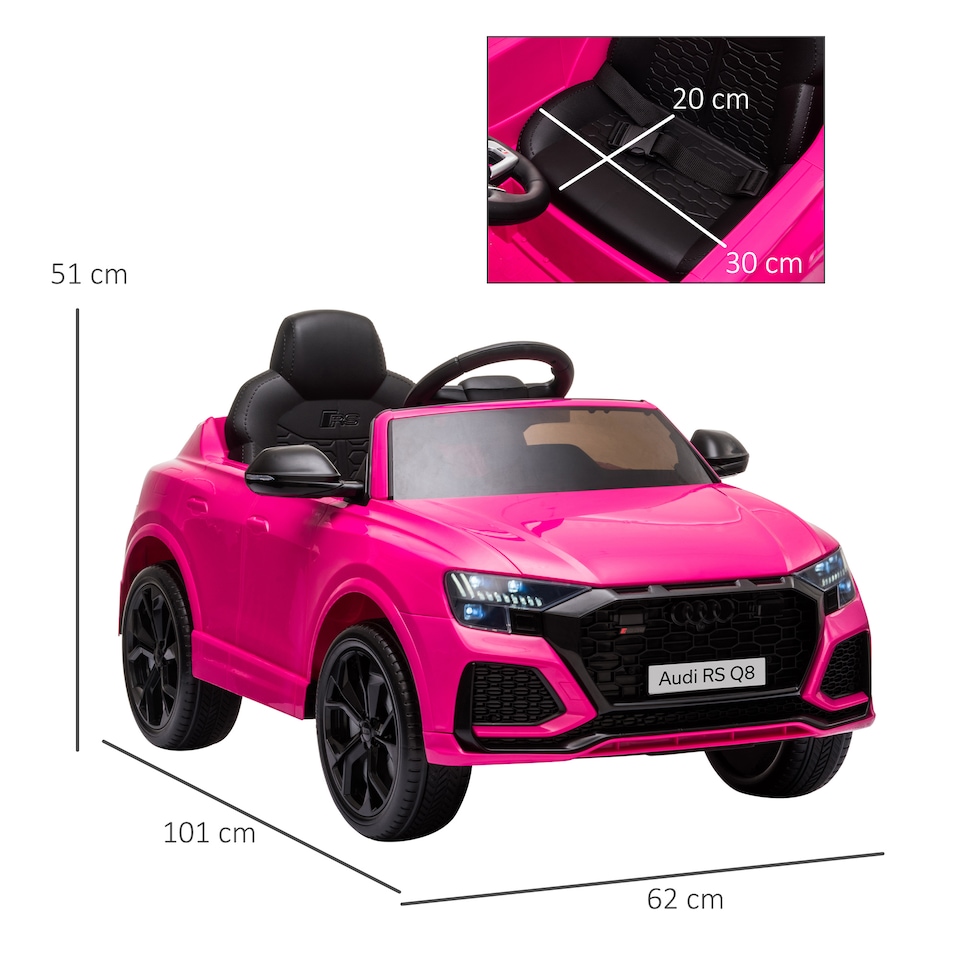 image 1 of HOMCOM Audi RS Q8 Licensed Electric Car for Kids, 6V Kids' Electric Ride on with Remote Control, 7Ah Big Battery, Lights Bluetooth, Music USB, for 3-5 Years Old, Pink