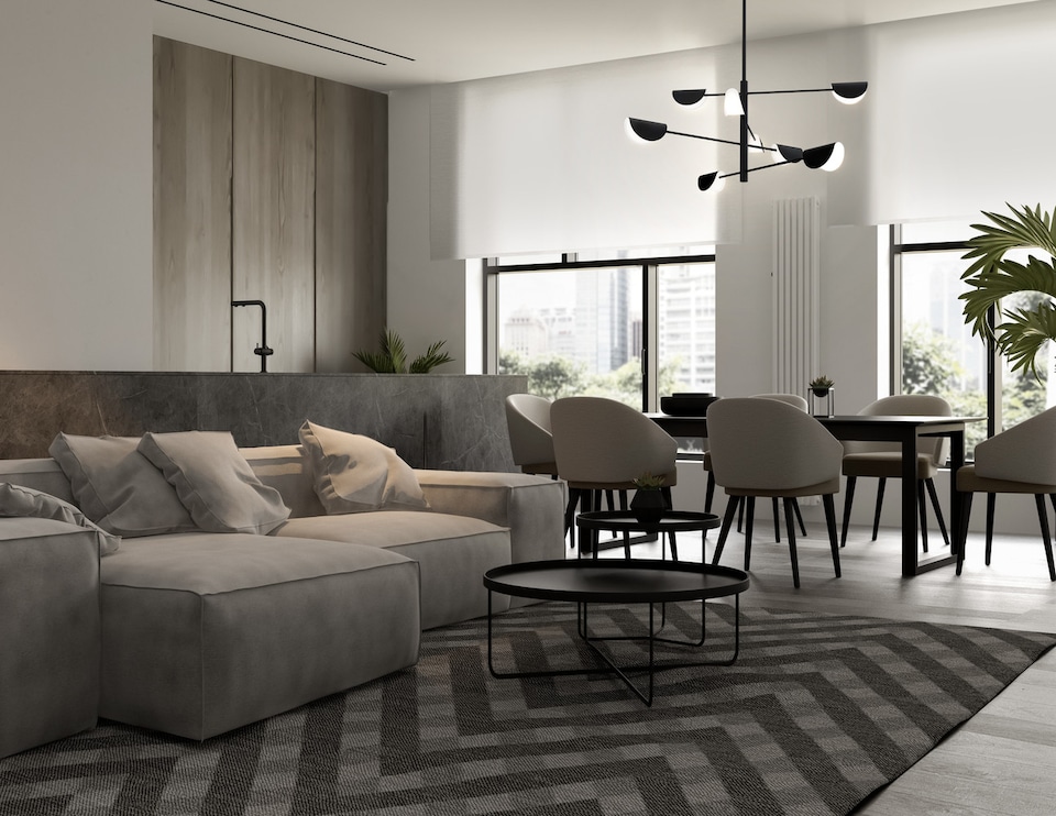 image 1 of Mollis Modern Multi Arm Pendant Ceiling Light Black, Acrylic Shade