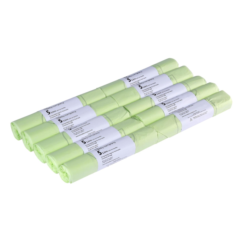image 1 of The Caddy Company 5 Litre Tie Handle Compostable Food Waste Bin Bags - 10 Rolls