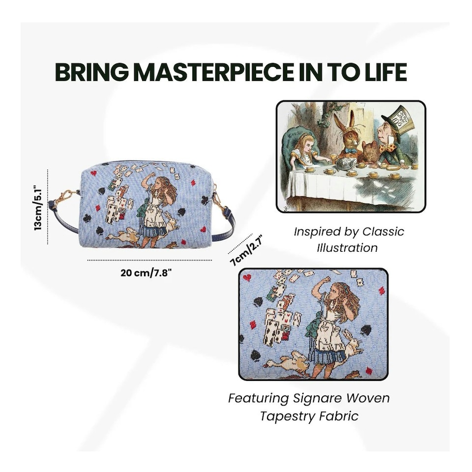 image 1 of Signare Hip Crossbody Bag - Alice in Wonderland Nothing But Cards Blue