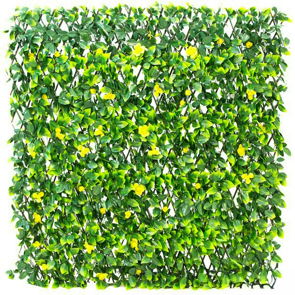 image 1 of Primrose Extendable Artificial Flower Outdoor Screening Trellis Yellow 1m x 2m