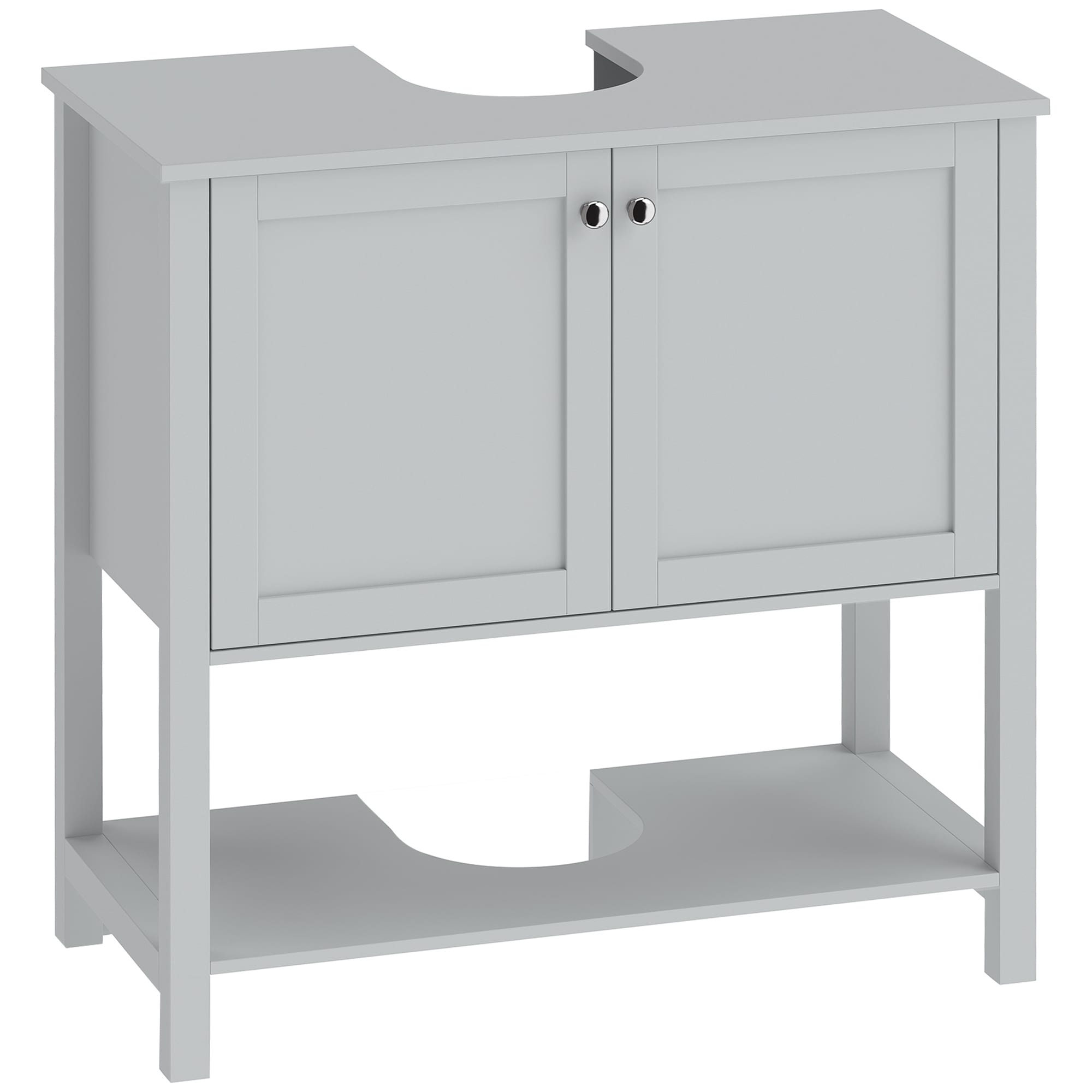 HOMCOM Under Sink Bathroom Cabinet with 2 Doors, Open Shelf, Light Blue, Blue