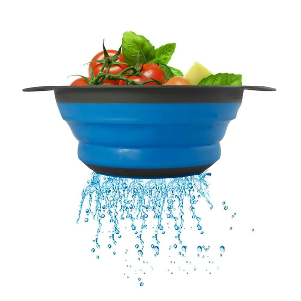 Living and Home Collapsible Kitchen Silicone Colander Strainer Bowl