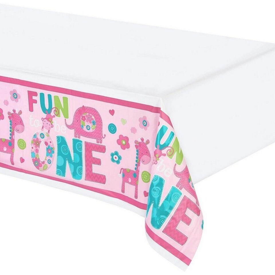 Amscan One Wild Girl Plastic 1st Birthday Party Table Cover - Pink - One Size