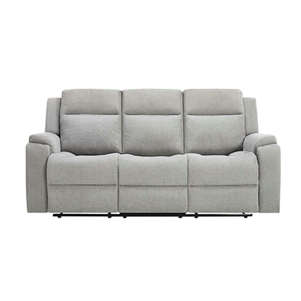 image 1 of Orka 3 Seater Manual Recliner Chenille Fabric Sofa Grey
