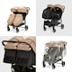 image 3 of Venus Prime Double Stroller - Birth to 15kgs (Approx. 3 Years), Lightweight, One Hand Fold, Newborn Cocoon, 2 Quilted Footwarmers & Rain Cover (Biscuit)
