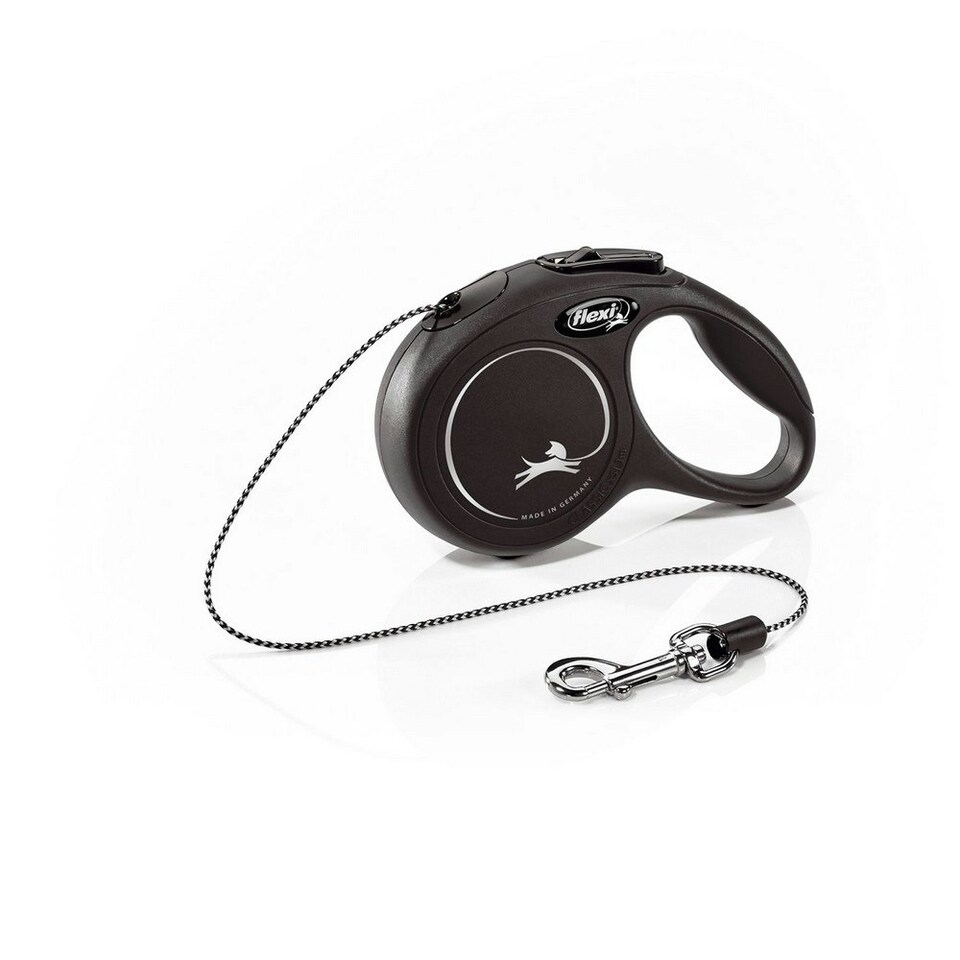 Flexi New Classic Extra Small Retractable Dog Cord - Black - 3m