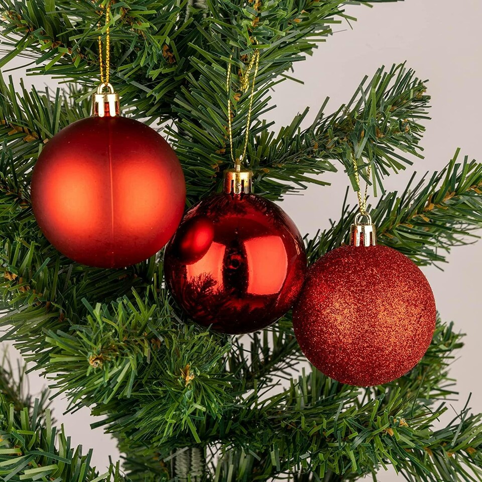 image 1 of 60mm/18Pcs Christmas Baubles Shatterproof Red,Tree Decorations