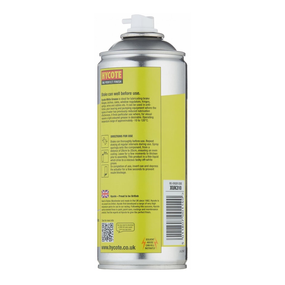 image 1 of Hycote Workshop White Grease 2.4 Litres 400ml x6 Spray Aerosol Perfect Finish