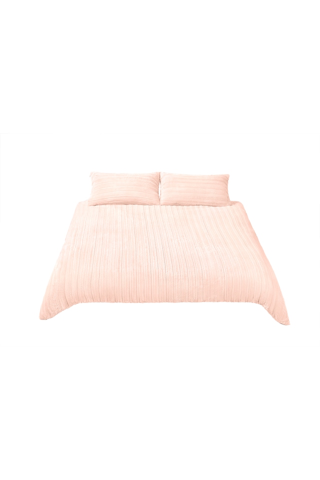image 1 of Living and Home 3Pcs Duvet Cover and Pillowcases Bedding Set, Super King- Pink | Pink | Super King